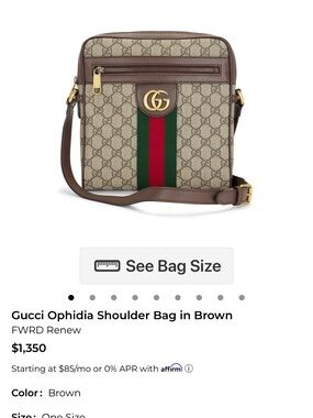 Gucci Brown GG Supreme Vertical Web Messenger Bag